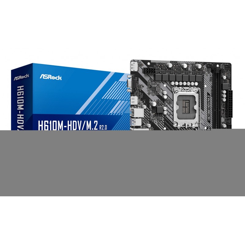 ASRock H610M-HDVM.2 R2.0, Intel, LGA 1700, Intel® Celeron® G, Intel® Core™ i3, Intel® Core™ i5, Intel® Core™ i7, Intel® Core™..., LGA 1700, DDR4-SDRAM, 64 Go