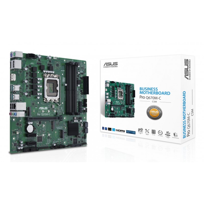 ASUS PRO Q670M-C-CSM, Intel, LGA 1700, Intel® Celeron®, Intel® Core™ i3, Intel® Core™ i5, Intel® Core™ i7, Intel® Core™ i9,..., LGA 1700, DDR5-SDRAM, 192 Go