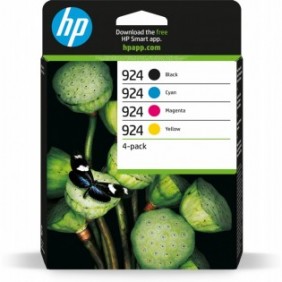 HP 924 Pack de 4 Cartouches d’encre authentiques CMJN, 4 pièce, Pack combo