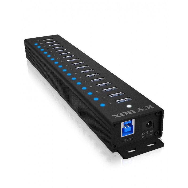 ICY BOX IB-HUB1717-U3, USB 3.2 Gen 1 3.1 Gen 1 Type-A, USB 3.2 Gen 1 3.1 Gen 1 Type-A, USB Type-B, 5000 Mbits, Noir, Chine, CC
