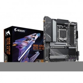 Gigabyte B650 AORUS ELITE AX V2 Carte mère - AMD Ryzen série 9000, VRM 12+2+2 phases, jusqu'à 8000 MHz DDR5 , 1xPCIe 5.0 + 2xPCIe 4.0 M.2, LAN 2,5 GbE, WIFI 6E, USB 3.2 Gen 2, AMD, Emplacement AM5, AMD Ryzen 7000 Series, AMD Ryzen 8000 Series, AMD