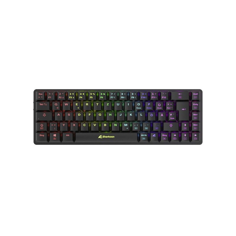 Sharkoon PureWriter W65, Avec fil &sans fil, RF sans fil, Clavier mécanique, QWERTZ, LED RGB, Noir