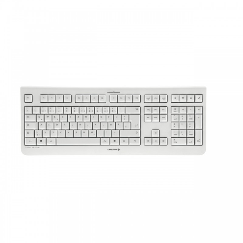 Cherry KW 3000, Taille réelle 100 %, Sans fil, RF sans fil, QWERTZ, Blanc