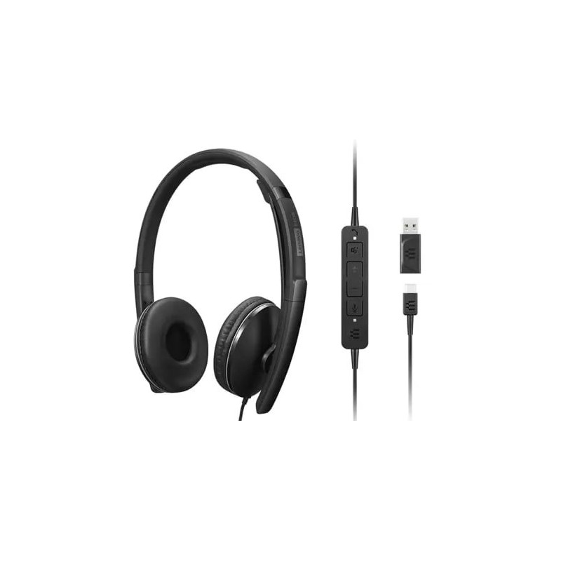 Lenovo 4XD1M45627, Avec fil, 20 - 20000 Hz, 148 g, Casque, Noir