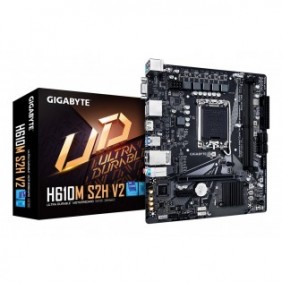 Gigabyte H610M S2H V2 Carte mère - Prend en charge les processeurs Intel Core 14e génération, VRM numérique hybride 4+1+1 phases, jusqu'à 5600MHz DDR5, 1xPCIe 3.0 M.2, LAN GbE, USB 3.2 Gen 1, Intel, LGA 1700, Intel® Celeron®, Intel® Core™ i3