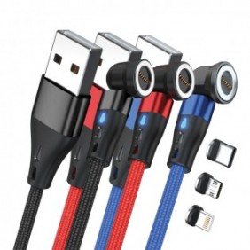 RealPower MagneticCharge3, 1 m, USB A, Noir, Bleu, Rouge