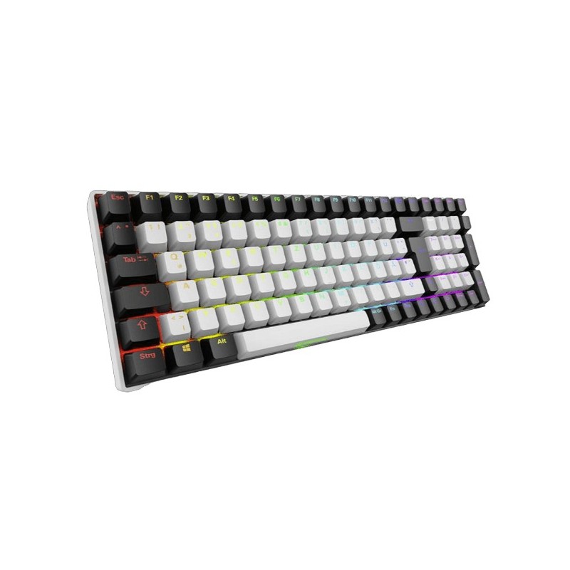 Sharkoon SGK50 S2, Sans clé 80 - 87%, Avec fil &sans fil, RF sans fil, Clavier mécanique, QWERTZ, LED