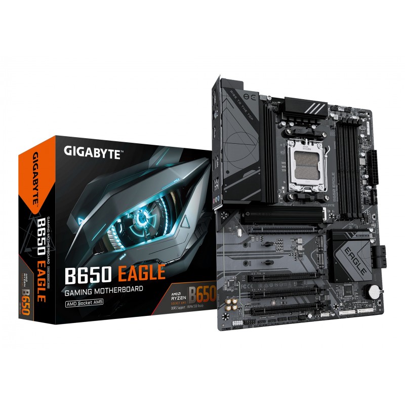 Gigabyte B650 EAGLE Carte mère - AMD Ryzen série 9000, VRM 12+2+2 phases, jusqu'à 7600 MHz DDR5 , 1xPCIe 5.0 + 2xPCIe 4.0 M.2, LAN GbE, USB 3.2 Gen 2, AMD, Emplacement AM5, AMD Ryzen 7000 Series, AMD Ryzen 8000 Series, AMD Ryzen 9000 Series