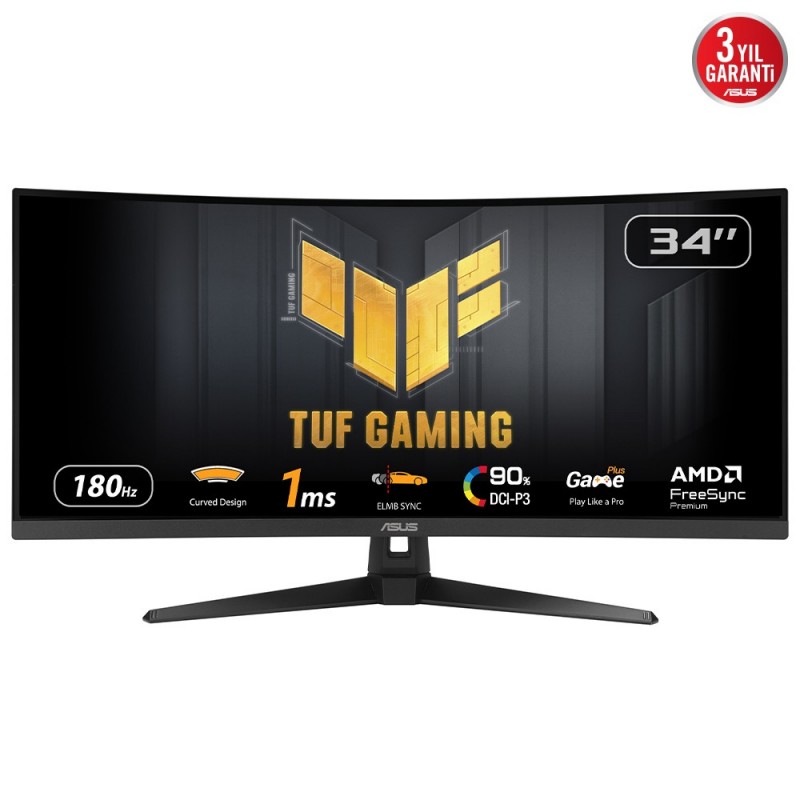 ASUS TUF Gaming VG34VQ3B, 86,4 cm 34", 3440 x 1440 pixels, UltraWide Quad HD, LED, 1 ms, Noir