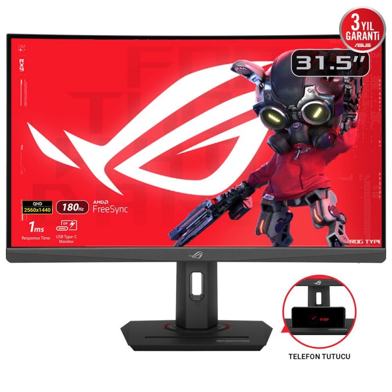 ASUS ROG Strix XG32WCS, 80 cm 31.5", 2560 x 1440 pixels, Quad HD, LED, 1 ms, Noir