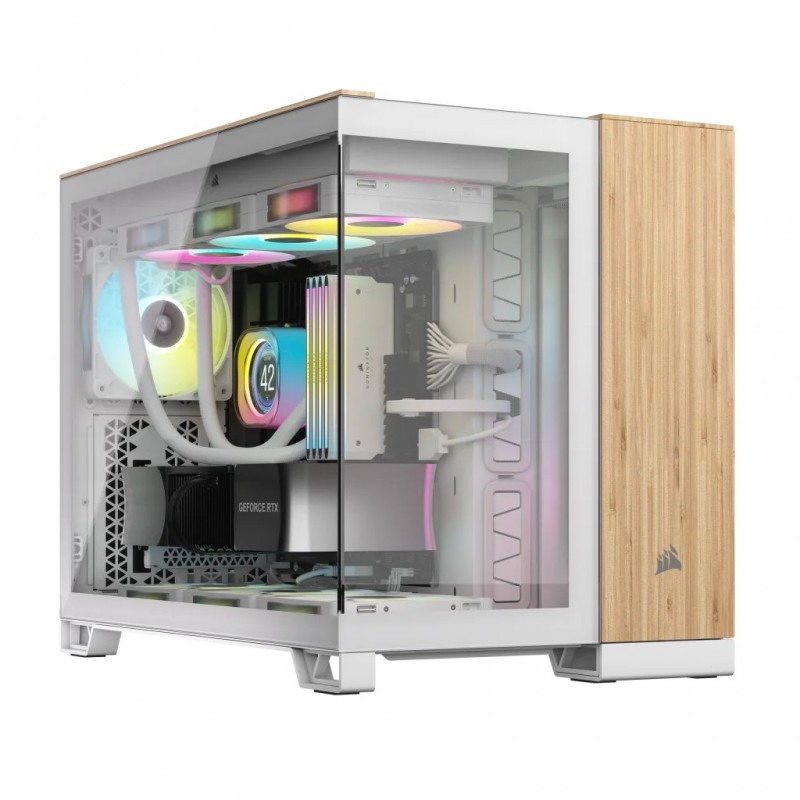 Corsair CC-9011288-WW, Midi Tower, PC, Bambou, Blanc, ATX, Acier, Verre trempé, Jouer