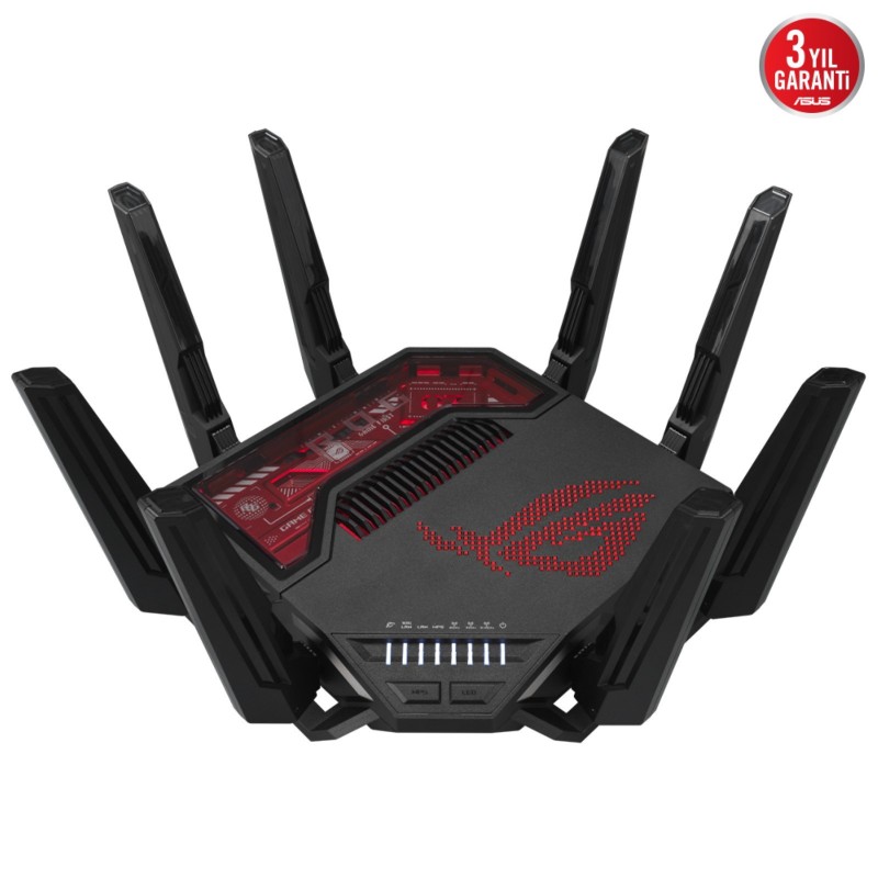 ASUS ROG Rapture GT-BE19000, Wi-Fi 7 802.11be, Tri-bande 2,4 GHz  5 GHz  6 GHz, EthernetLAN, Noir, Rouge, Routeur