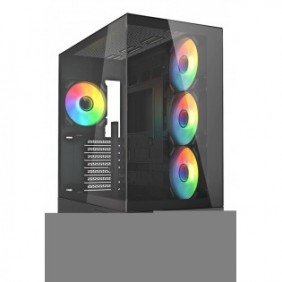 Sharkoon AK6 RGB, PC, Noir, ATX, micro ATX, Mini-ATX, Verre trempé, Multi, Dos, Bord