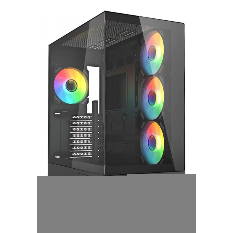 Sharkoon AK6 RGB, PC, Noir, ATX, micro ATX, Mini-ATX, Verre trempé, Multi, Dos, Bord