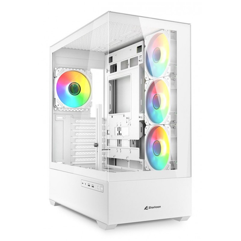 Sharkoon AK6 RGB, PC, Blanc, ATX, micro ATX, Mini-ATX, Verre trempé, Multi, 17 cm