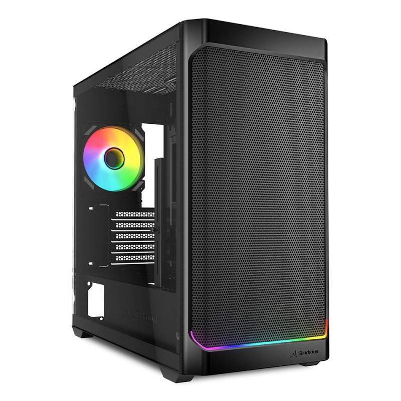 Sharkoon MK4W RGB Strip, Micro Tower, PC, Noir, micro ATX, Mini-ITX, Multi, Ventilateur, Devant