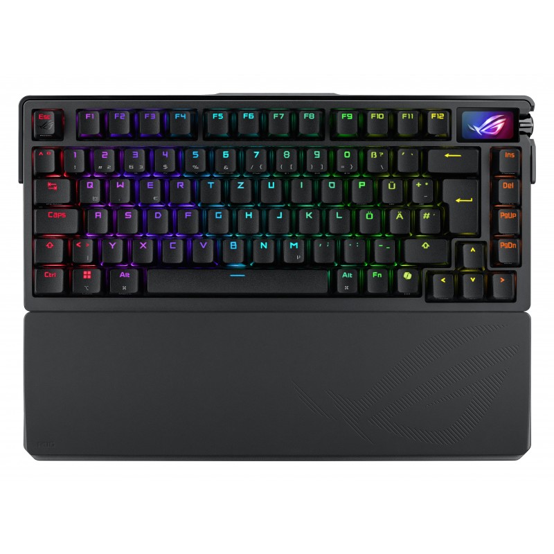 ASUS ROG Azoth Extreme, Avec fil &sans fil, USB + RF Wireless + Bluetooth, Clavier mécanique, QWERTZ, LED RGB, Noir