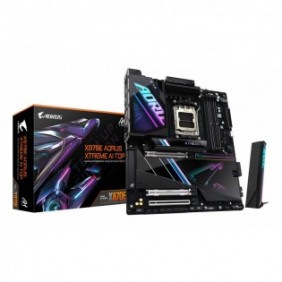 Gigabyte X870E AORUS XTREME AI TOP Carte mère - Compatible avec les processeurs AMD Ryzen série 9000, VRM 18+2+2 phases, jusqu'à 8800 MHz DDR5 , 1xPCIe 5.0 M.2 + 3xPCIe 4.0 M.2, WI-FI 7, LAN 10 GbE, USB 4, AMD, Emplacement AM5, AMD Ryzen 7000 Series