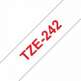 Brother TZE-242, Rouge sur blanc, TZe, Transfert thermique, Brother, PT-2100VP, PT-7600, PT-2430PC, PT-2700, PT-2730, PT-9600, PT-9700PC, PT-9800PCN, 1,8 cm