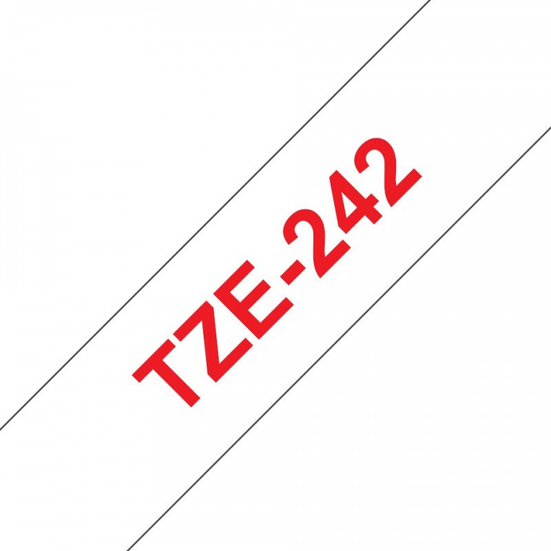 Brother TZE-242, Rouge sur blanc, TZe, Transfert thermique, Brother, PT-2100VP, PT-7600, PT-2430PC, PT-2700, PT-2730, PT-9600, PT-9700PC, PT-9800PCN, 1,8 cm