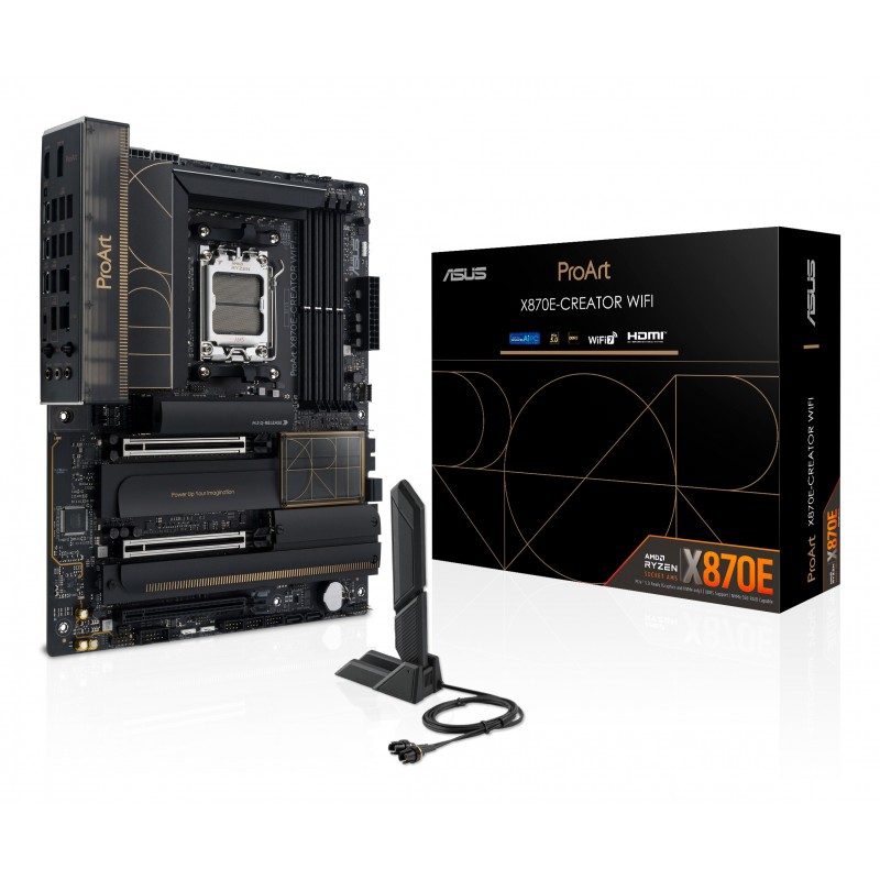 ASUS ProArt X870E-CREATOR WIFI, AMD, Emplacement AM5, Emplacement AM5, DDR5-SDRAM, 192 Go, DIMM