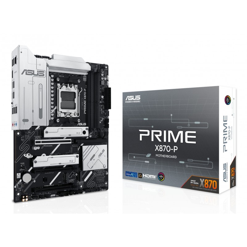 ASUS PRIME X870-P, AMD, Emplacement AM5, AMD Ryzen 7000 Series, AMD Ryzen 8000 Series, AMD Ryzen 9000 Series, Emplacement AM5, DDR5-SDRAM, 192 Go
