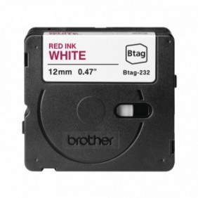 Brother BTAG-232, Rouge sur blanc, Brother, P-touch PT-N10, PT-N20, PT-N25BT, 1,2 cm, 4 m, 1 pièce