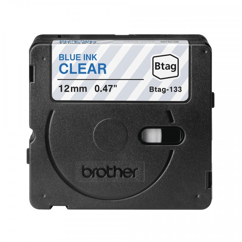 Brother BTAG-133, Bleu sur transparent, Brother, P-touch PT-N10, PT-N20, PT-N25BT, 1,2 cm, 4 m, 1 pièce
