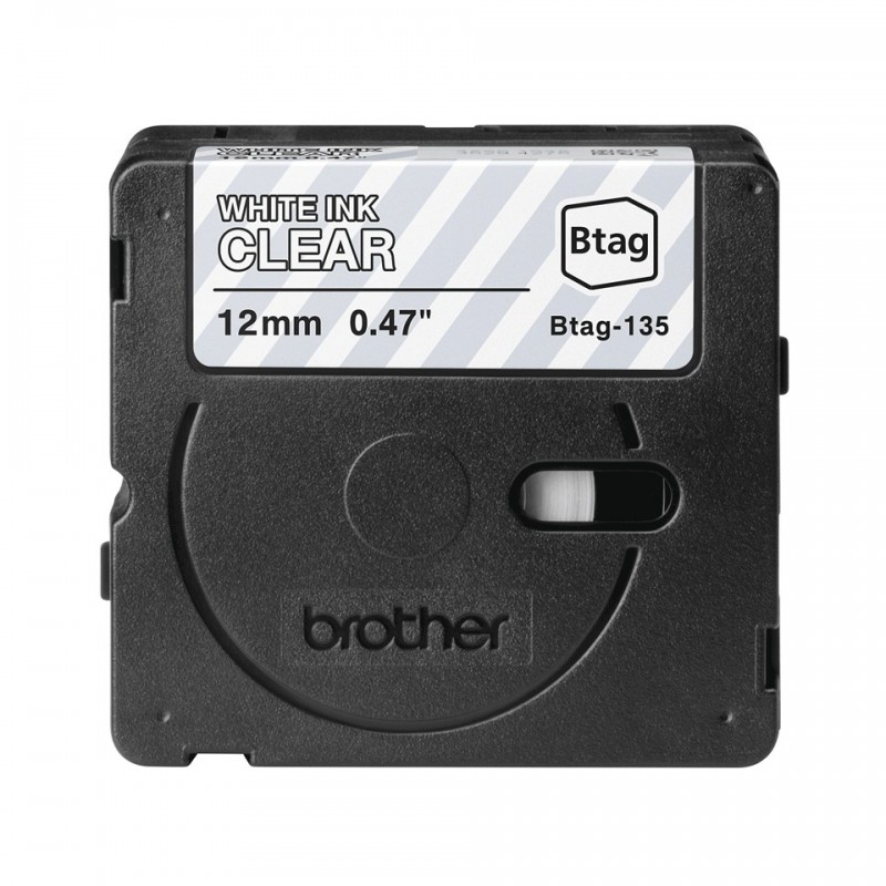 Brother BTAG-135, Blanc sur transparent, Brother, P-touch PT-N10, PT-N20, PT-N25BT, 1,2 cm, 4 m, 1 pièce