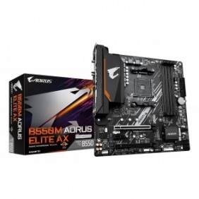 Gigabyte B550M AORUS ELITE AX Carte mère - Processeurs AMD Ryzen 5000, VRM 5+3 phases, jusqu'à 4733 MHz DDR4, 1xPCIe 4.0 + 1xPCIe 3.0 M.2, Wi-Fi 6E, LAN 1GbE, USB 3.2 Gen 1, AMD, Emplacement AM4, AMD Ryzen 3000 Series, AMD Ryzen 4000 Series, AMD Ryzen