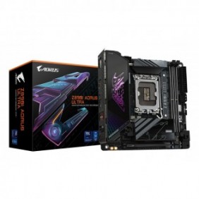 Gigabyte Carte mère Z890I AORUS ULTRA - Prend en charge les processeurs Intel Core Ultra Série 2, VRM à 8+1+2 phases, jusqu'à 8800MHz DDR5 , 1xPCIe 5.0 + 1xPCIe 4.0, Wi-Fi 7, LAN 2.5GbE, Thunderbolt 4, Intel, LGA 1851 Socket V1, Intel Core Ultra