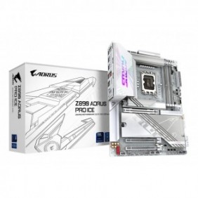 Gigabyte Carte mère Z890 AORUS PRO ICE - Prend en charge les processeurs Intel Core Ultra Série 2, VRM à 16+1+2 phases, jusqu'à 9500MHz DDR5 , 1xPCIe 5.0 + 4xPCIe 4.0, Wi-Fi 7, LAN 5GbE, Thunderbolt 4, Intel, LGA 1851 Socket V1, Intel Core Ultra