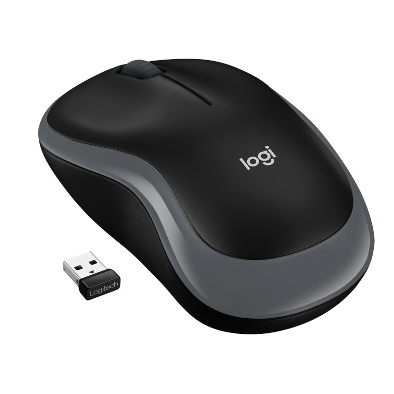 Logitech M185, Ambidextre, Optique, RF sans fil, 1000 DPI, Gris