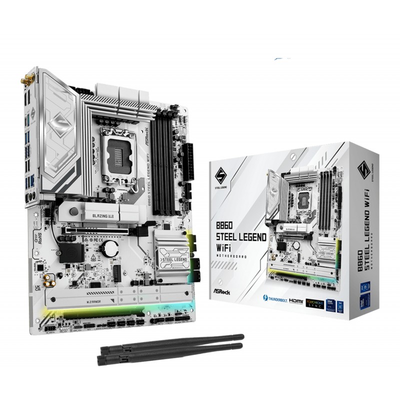 ASRock B860 Steel Legend WiFi, Intel, LGA 1851 Socket V1, Intel Core Ultra Series 2, LGA 1851, DDR5-SDRAM, 256 Go