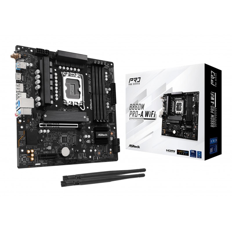 ASRock B860M Pro-A WiFi, Intel, LGA 1851 Socket V1, DDR5-SDRAM, 256 Go, DIMM, Double canal