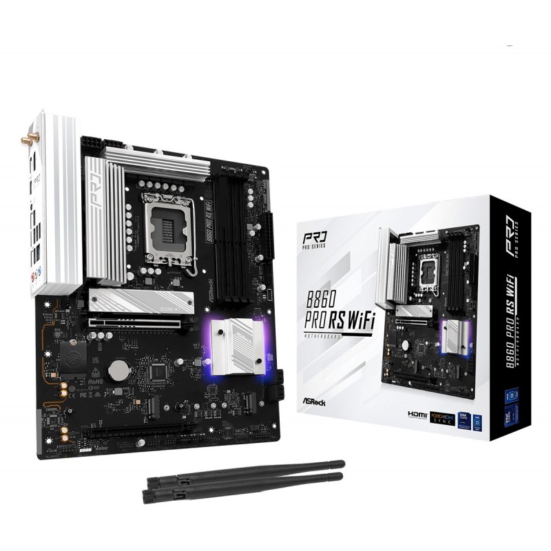 ASRock B860 Pro RS WiFi, Intel, LGA 1851 Socket V1, Intel Core Ultra Series 2, DDR5-SDRAM, 256 Go, DIMM