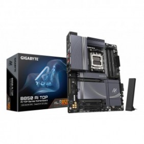Gigabyte B850 AI TOP Carte Mère - Processeurs AMD Ryzen Série 9000, 16+2+2 phases VRM numériques, jusqu'à 8600MHz DDR5 , 2xPCIe 5.0 + 1xPCIe 4.0 M.2, LAN 10GbE, WIFI 7, USB 3.2 Gen 2x2, AMD, Emplacement AM5, AMD Ryzen 7000 Series, AMD Ryzen 8000
