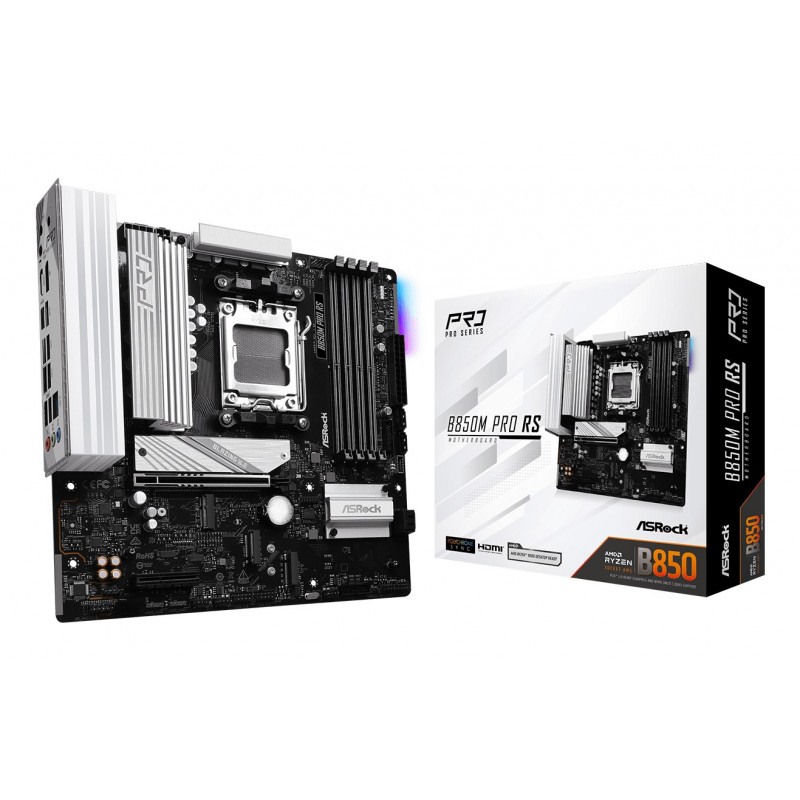 ASRock B850M Pro RS, AMD, Emplacement AM5, AMD Ryzen 7000 Series, AMD Ryzen 8000 Series, AMD Ryzen 9000 Series, Emplacement AM5, DDR5-SDRAM, 256 Go