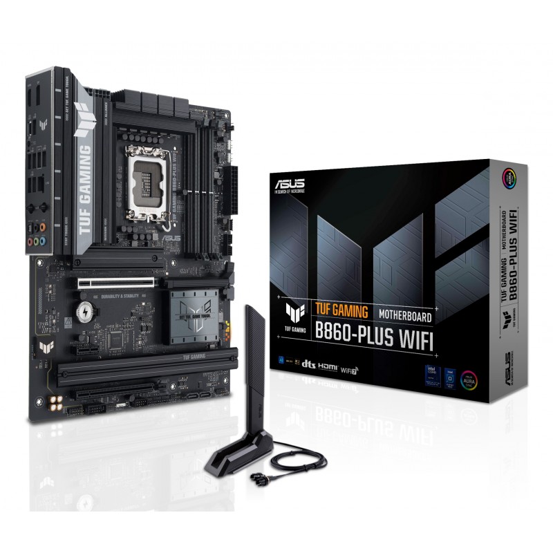 ASUS TUF GAMING B860-PLUS WIFI, Intel, LGA 1851 Socket V1, Intel Core Ultra Series 2, LGA 1851, DDR5-SDRAM, 256 Go