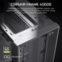 Corsair FRAME 4000D, Midi Tower, PC, Blanc, ATX, EATX, micro ATX, Mini-ITX, Plastique, Acier, Verre trempé, Jouer