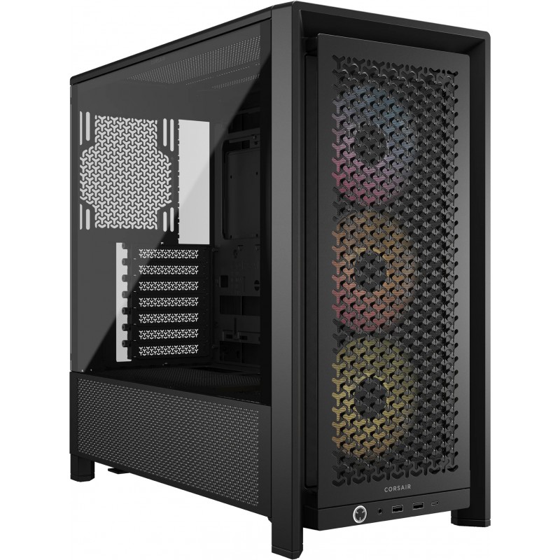 Corsair FRAME 4000D RS ARGB, Midi Tower, PC, Noir, ATX, EATX, micro ATX, Mini-ITX, Plastique, Acier, Verre trempé, Jouer
