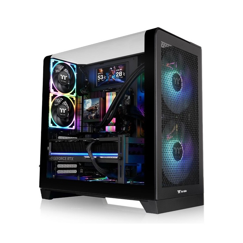 Thermaltake View 390 Air, Midi Tower, PC, Noir, ATX, micro ATX, Mini-ITX, SPCC, Verre trempé, Gaming