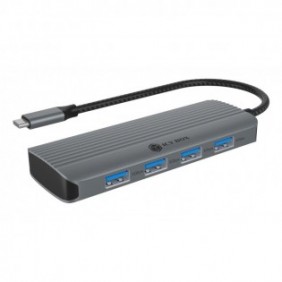 ICY BOX IB-DK4022a-CPD, Avec fil, USB 3.2 Gen 1 3.1 Gen 1 Type-C, 100 W, Aluminium, Argent, 5 Gbits, 4K Ultra HD