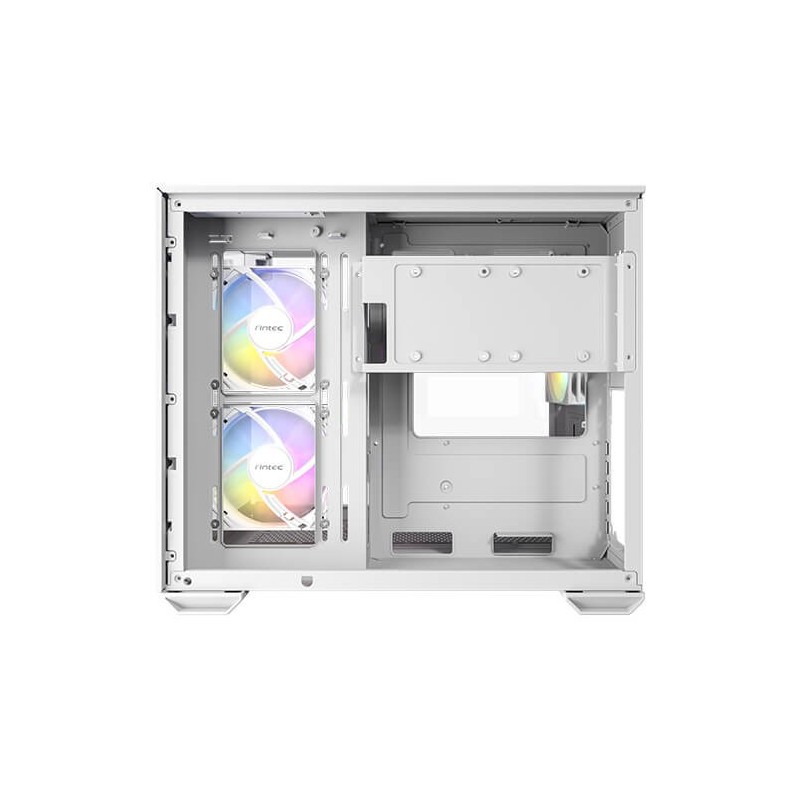 Antec CX600M Trio ARGB White, Mini Tower, PC, Transparent, Blanc, ITX, Micro-ITX, Verre, Acier, Verre trempé, Jouer