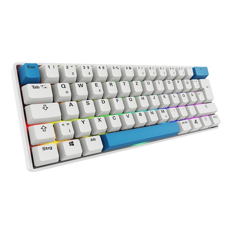 Sharkoon SGK50 S4, 60%, Avec fil, USB, QWERTZ, LED RGB, Blanc