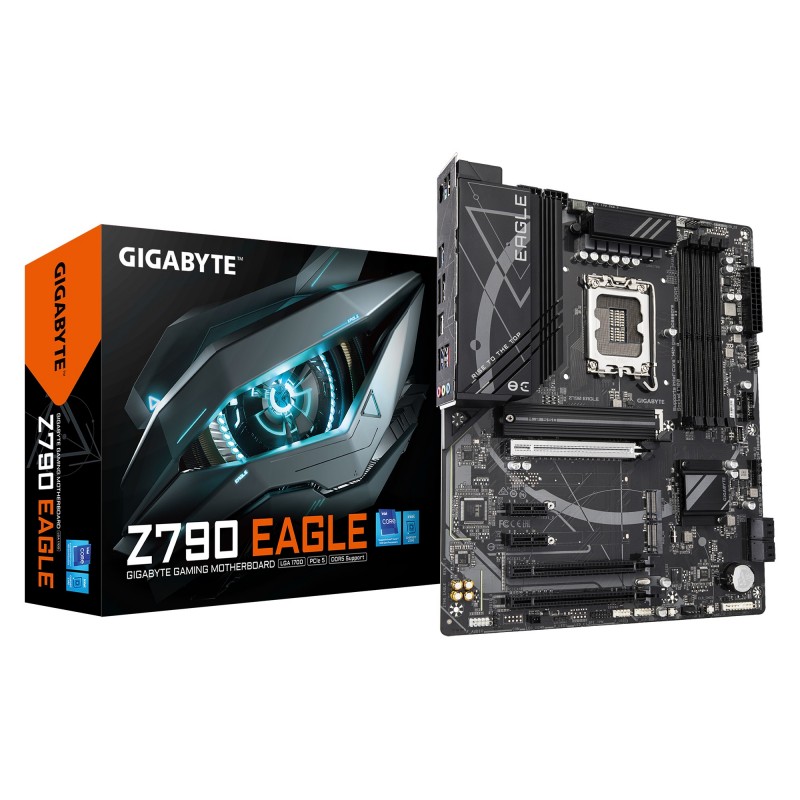 Gigabyte Z790 EAGLE Carte mère - Prend en charge les processeurs Intel Core de 14e génération, VRM 12+1+1 phases, jusqu'à 7600MHz DDR5 , 3xPCIe 4.0 M.2, 2,5GbE LAN, USB 3.2 Gen 2, Intel, LGA 1700, Intel® Celeron®, Intel Core i3 12th Gen, Intel Core