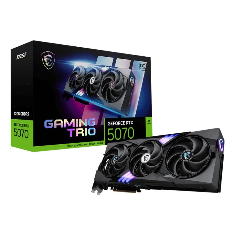 MSI GAMING GeForce RTX 5070 12G TRIO OC, GeForce RTX 5070, 12 Go, GDDR7, 192 bit, 7680 x 4320 pixels, PCI Express 5.0