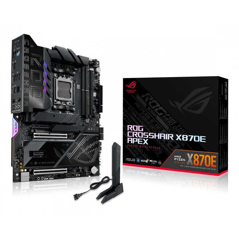 ASUS ROG CROSSHAIR X870E APEX, AMD, Emplacement AM5, AMD Ryzen 7000 Series, AMD Ryzen 8000 Series, AMD Ryzen 9000 Series, Emplacement AM5, DDR5-SDRAM, 128 Go
