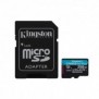 Kingston Carte microSDXC Canvas Go Plus Gen4 200 Mos A2 U3 V30 256 Go + adaptateur, 256 Go, MicroSD, Classe 10, UHS-I, 200 Mos, 160 Mos