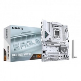 Gigabyte B850 EAGLE WIFI7 ICE Carte mère - Processeurs AMD Ryzen série 9000, VRM numérique 8+2+2 phases, jusqu'à 8200 MHz DDR5 O.C., 1x M.2 PCIe 5.0 + 2x M.2 PCIe 4.0, Wi-Fi 7, LAN 2.5 GbE, USB 3.2 Gen 2, AMD, Emplacement AM5, AMD Ryzen 7000 Series